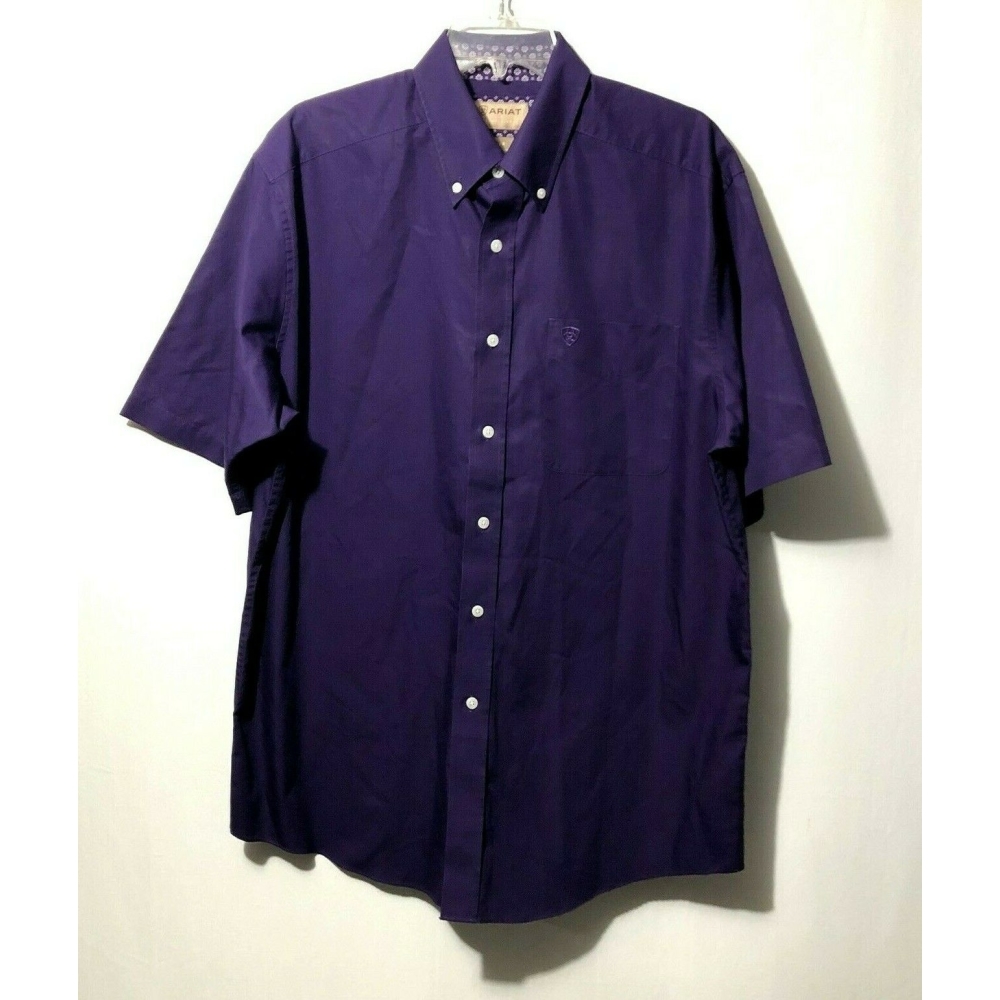Ariat Wrinkle Free Dark Purple Button Shirt Mens L